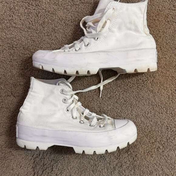 Converse All‎ Star Womens Chunky Platform Sneakers 7.5 White Canvas Rubber - Picture 4 of 6
